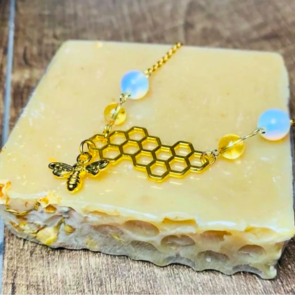 Citrine and Opal crystal bracelet and necklace set “Save the Bees”
